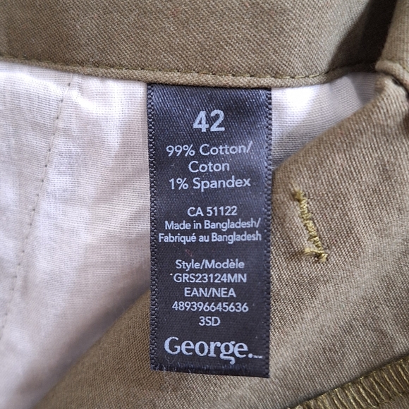 George Men Shorts Flat Front Cotton Khaki Shorts Size 42 - Picture 9 of 14